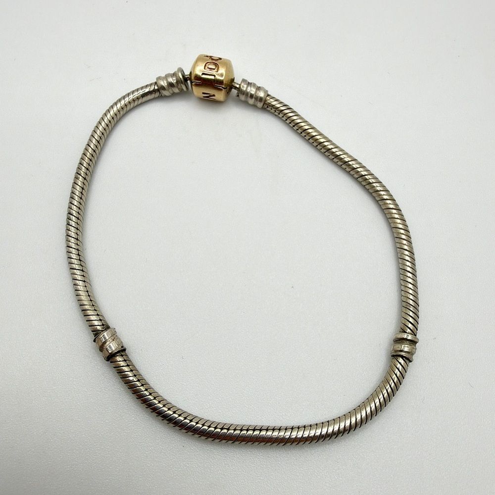 8" Pandora Moments 590702HG Sterling Silver w/ 14kt (585) YG clasp bracelet!